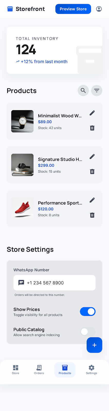 Seller dashboard with inventory management