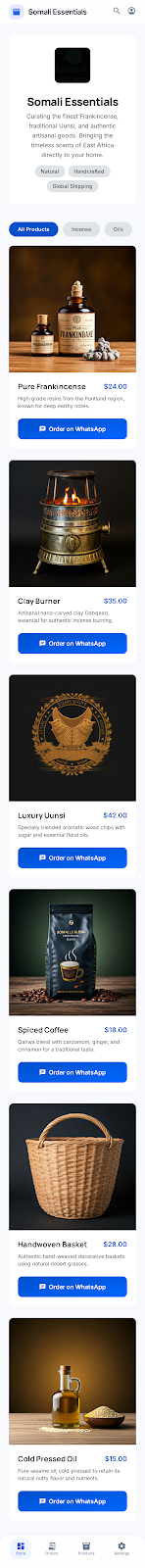 Storefront customer view showing product catalog